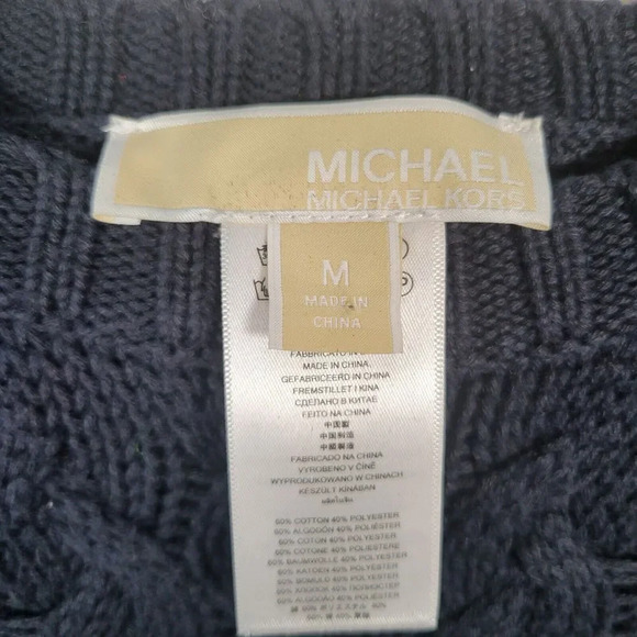 MICHEAL Michael Kors Sweater Womens M Medium Black Cable Knit Gold Zipper Detail - Picture 4 of 4